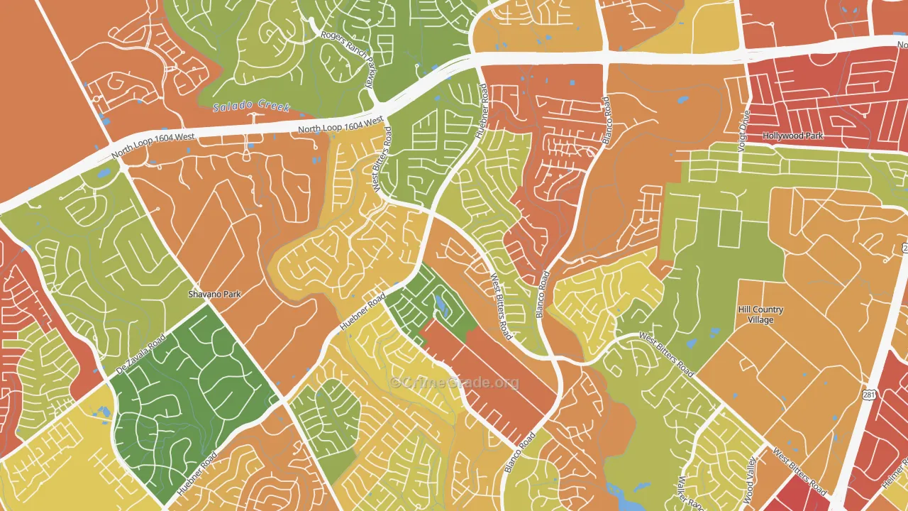 78248, TX Map of Theft Rates