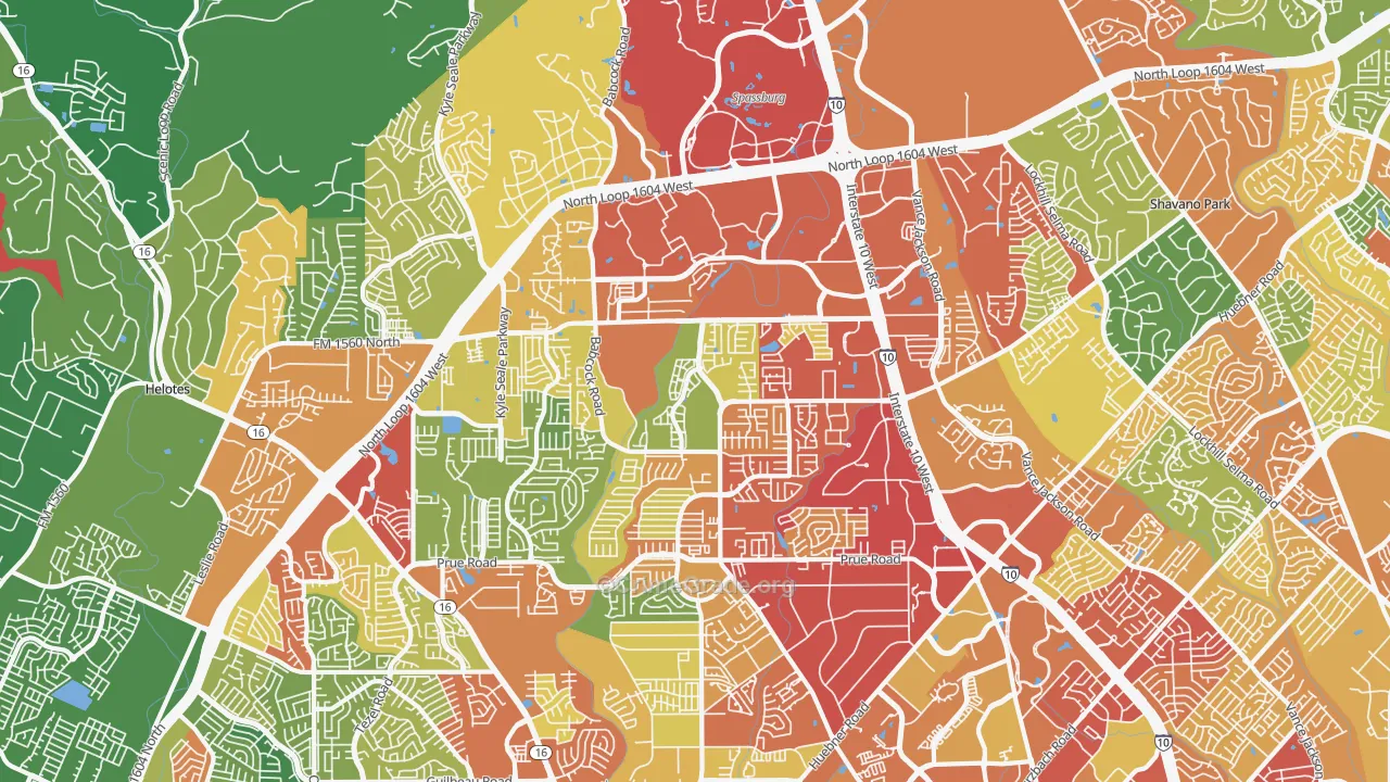 78249, TX Map of Theft Rates