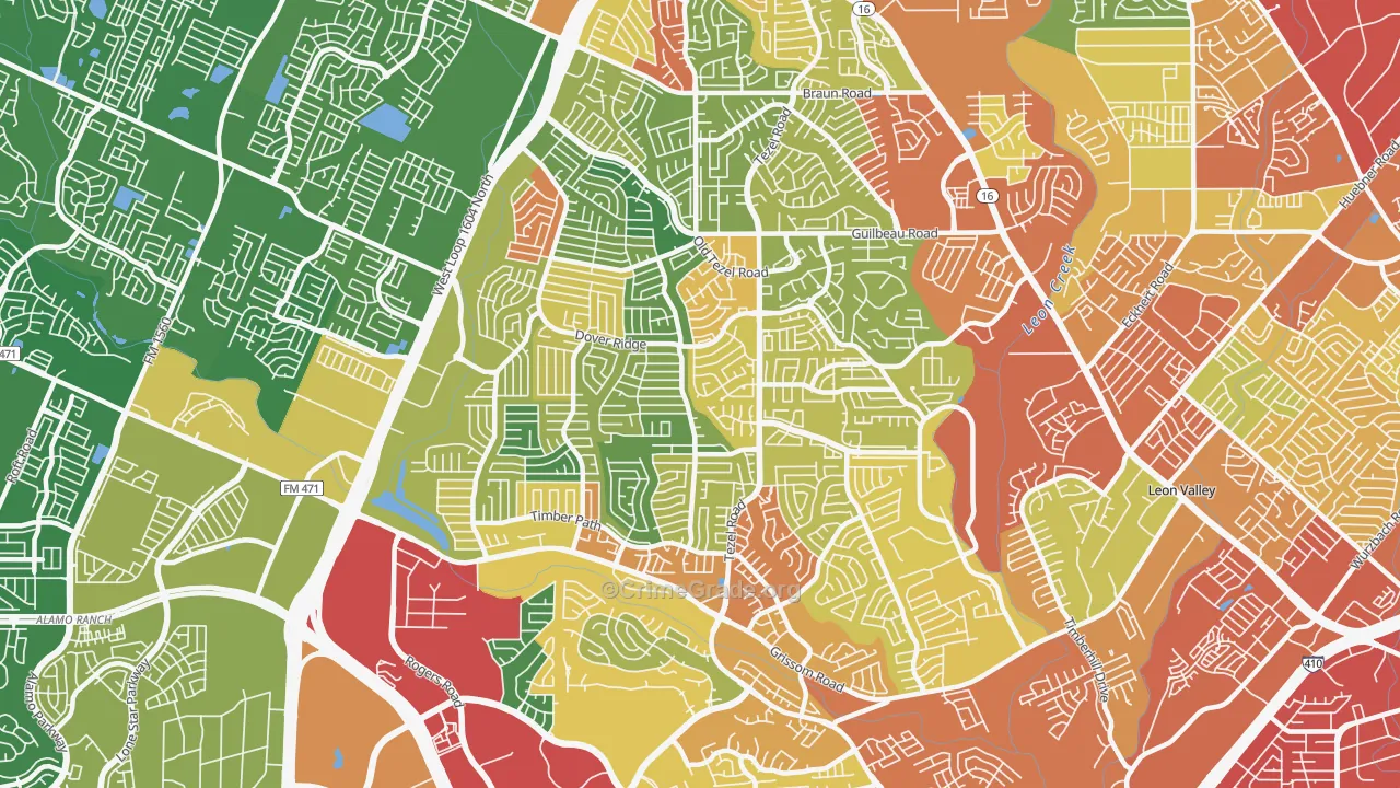 78250, TX Map of Theft Rates