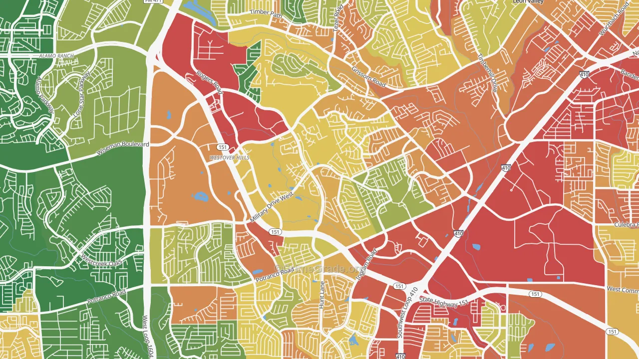 78251, TX Map of Theft Rates