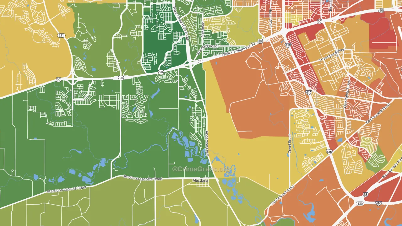 78252, TX Map of Theft Rates