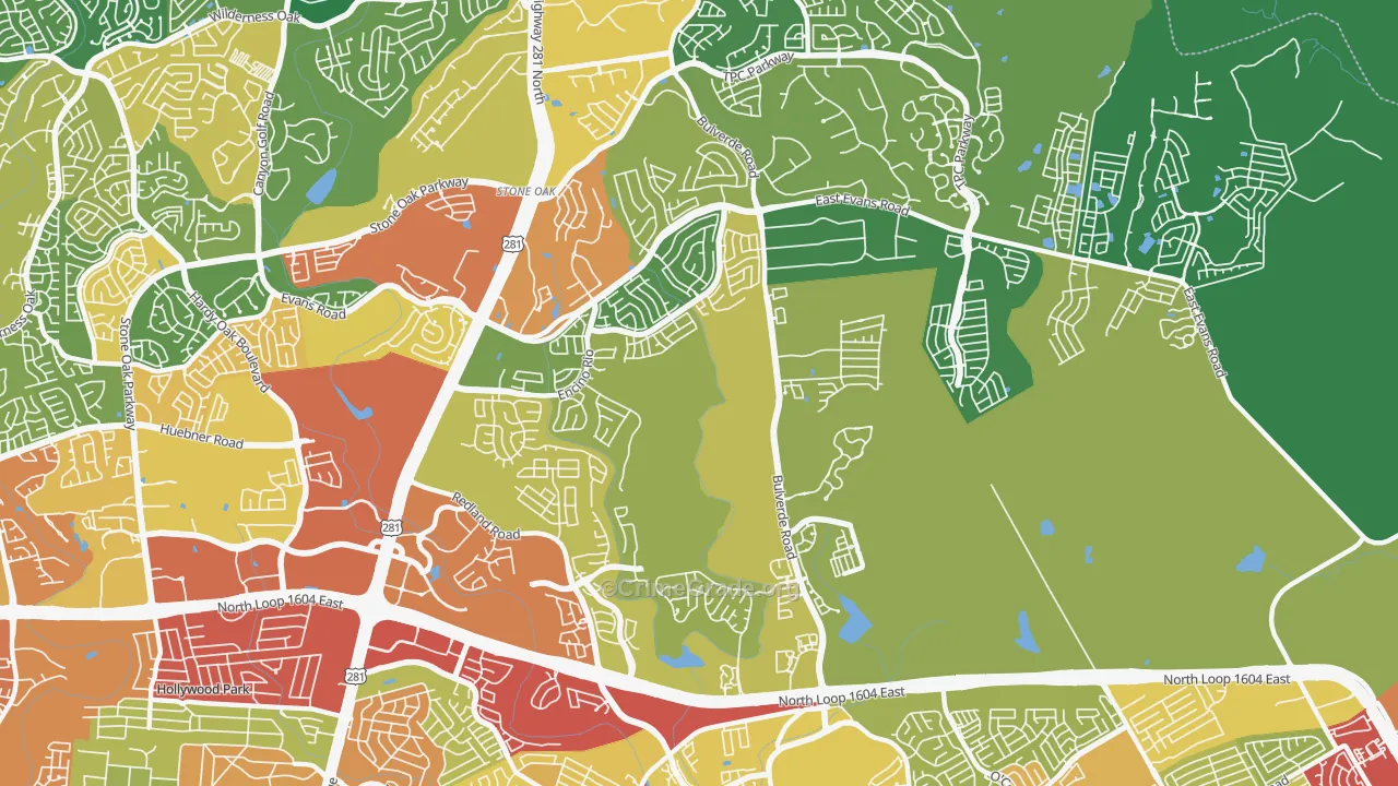 78259, TX Map of Theft Rates