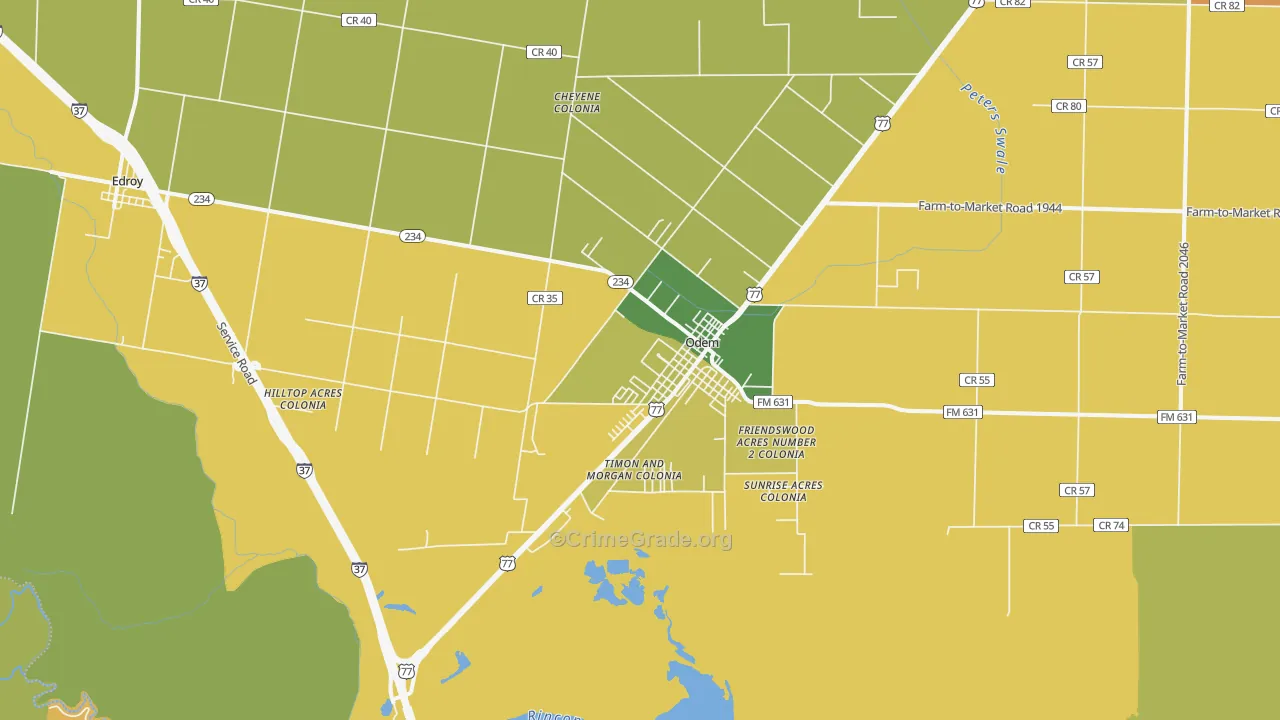 78370, TX Map of Theft Rates