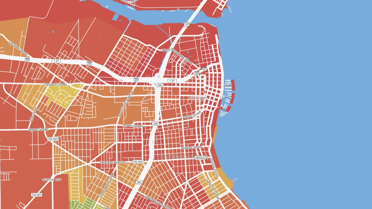 78401, TX Map of Theft Rates
