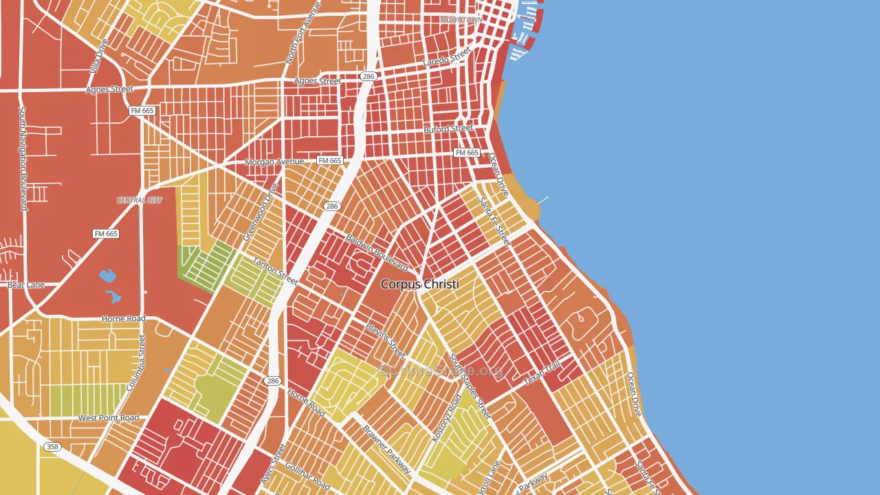 78404, TX Map of Theft Rates