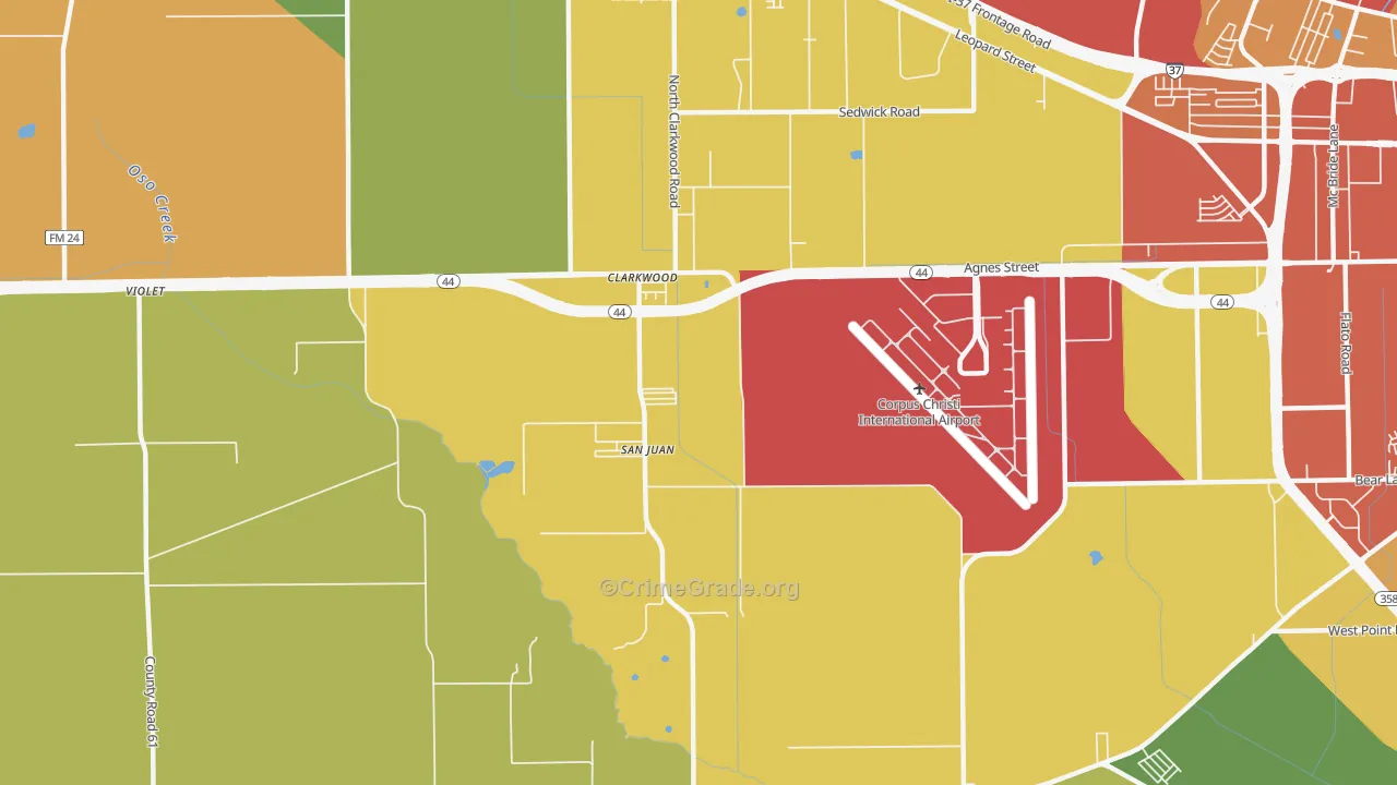 78406, TX Map of Theft Rates