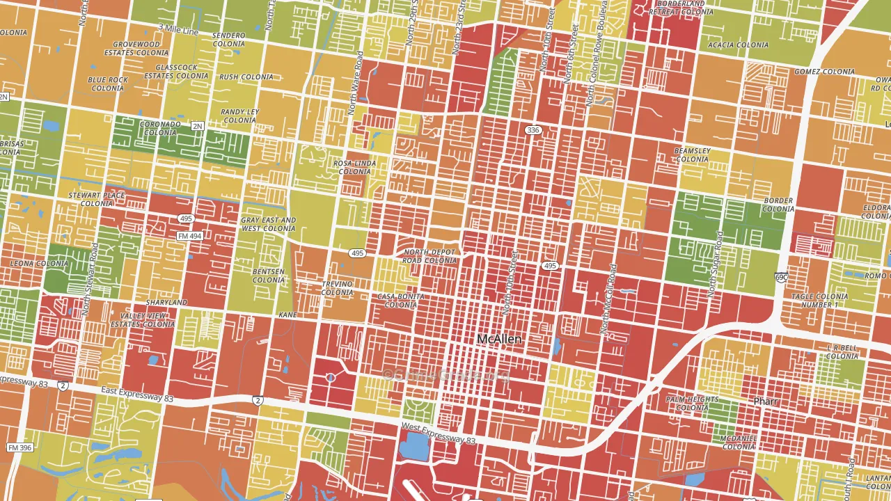 78501, TX Map of Theft Rates