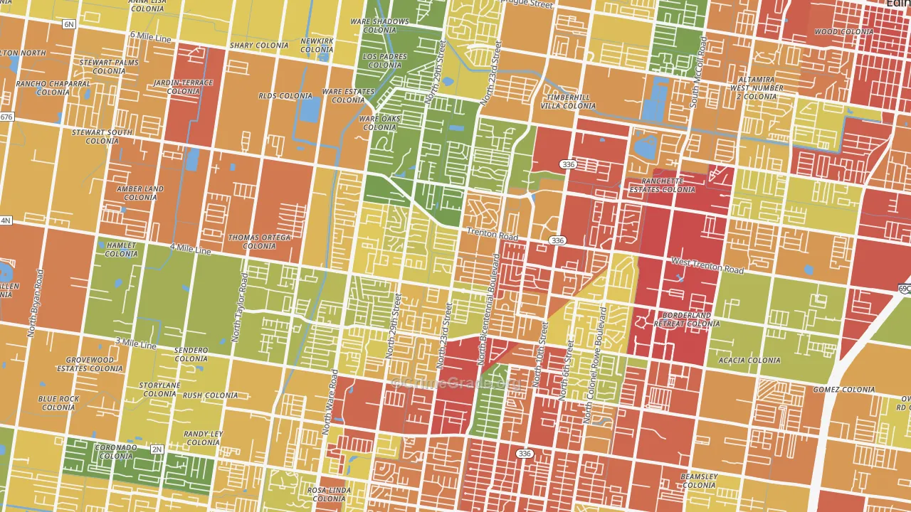 78504, TX Map of Theft Rates