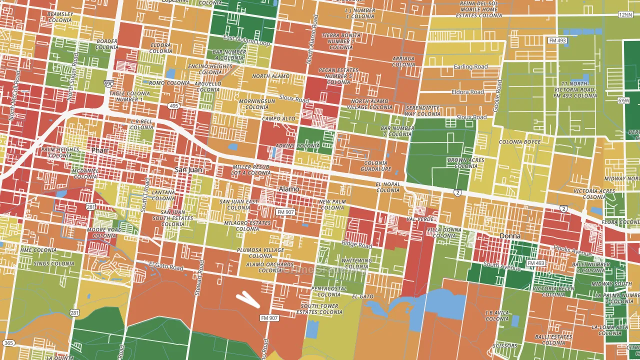 78516, TX Map of Theft Rates