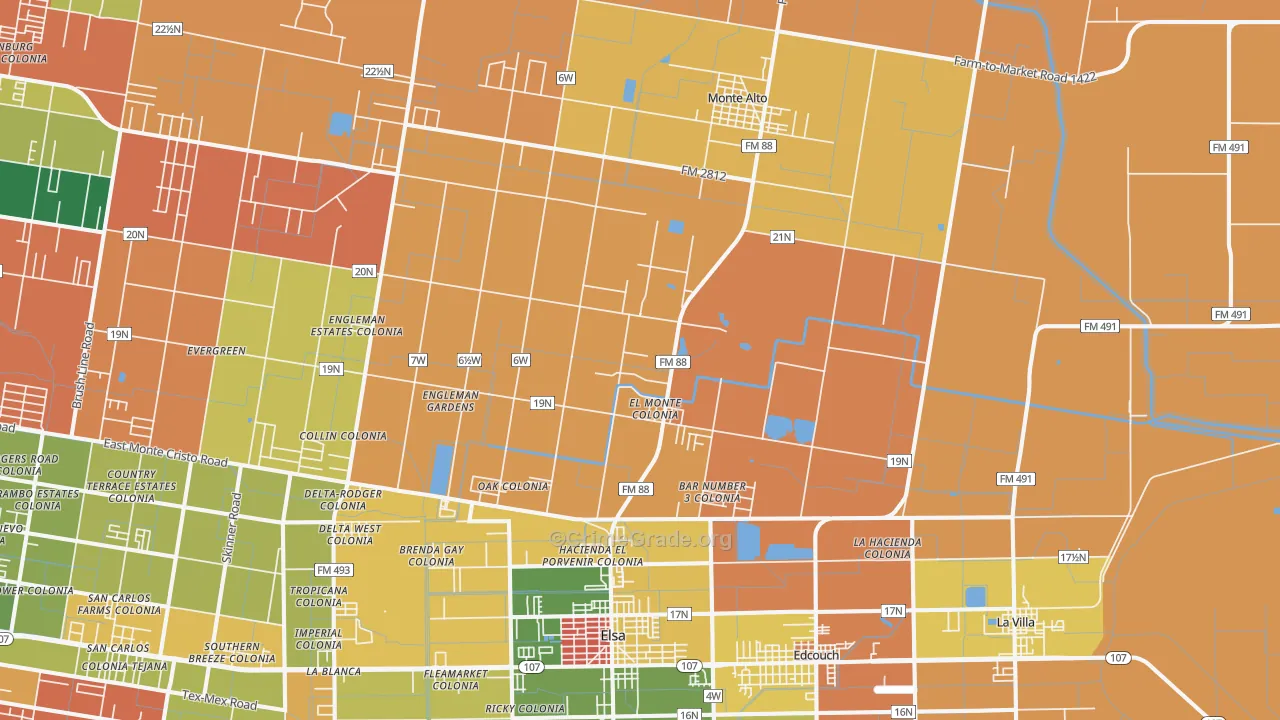 78538, TX Map of Theft Rates