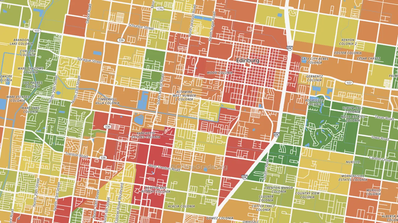 78539, TX Map of Theft Rates