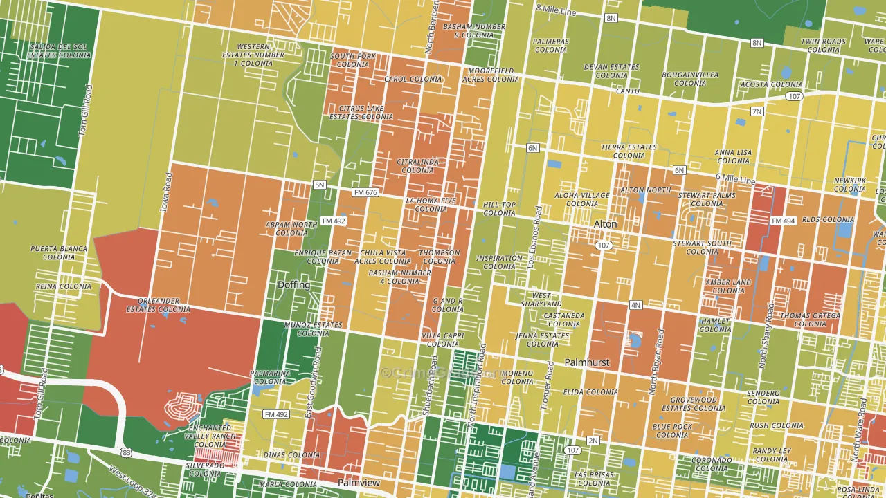 78574, TX Map of Theft Rates