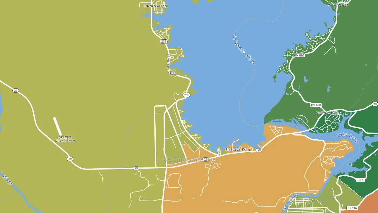 78609, TX Map of Theft Rates