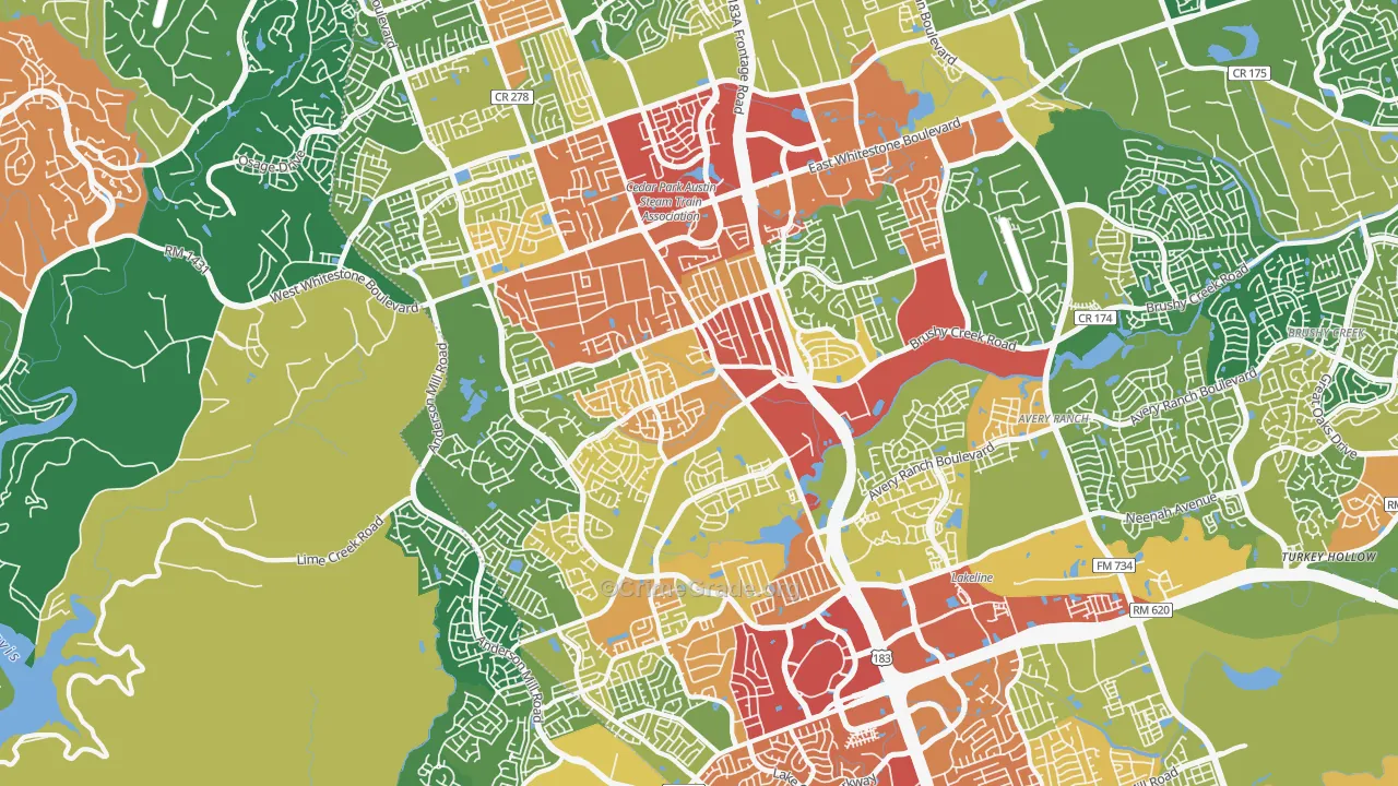 78613, TX Map of Theft Rates