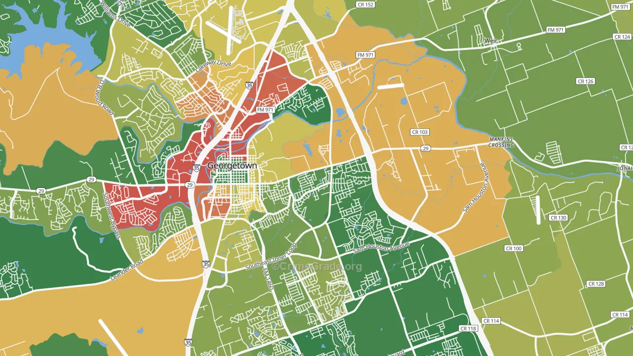 78626, TX Map of Theft Rates