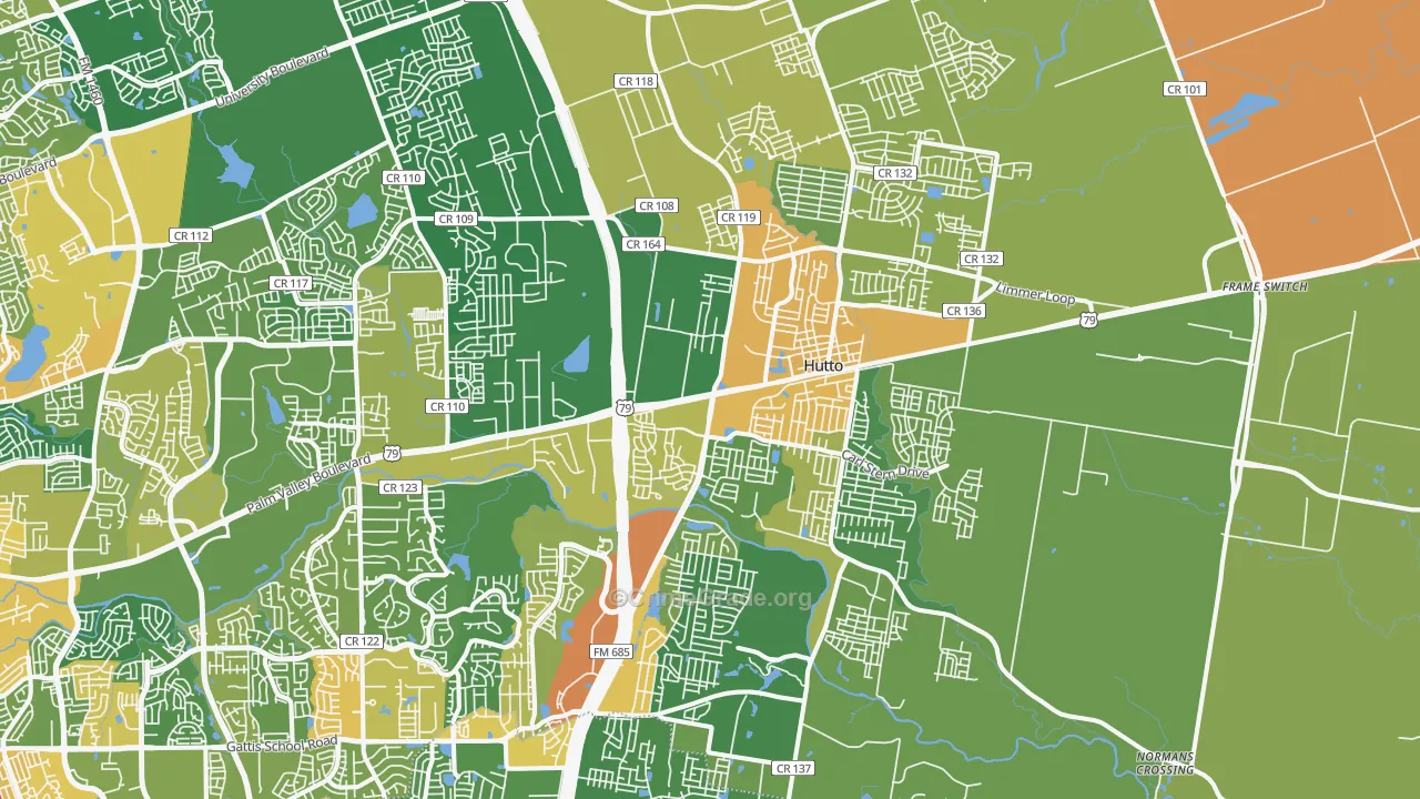 78634, TX Map of Theft Rates