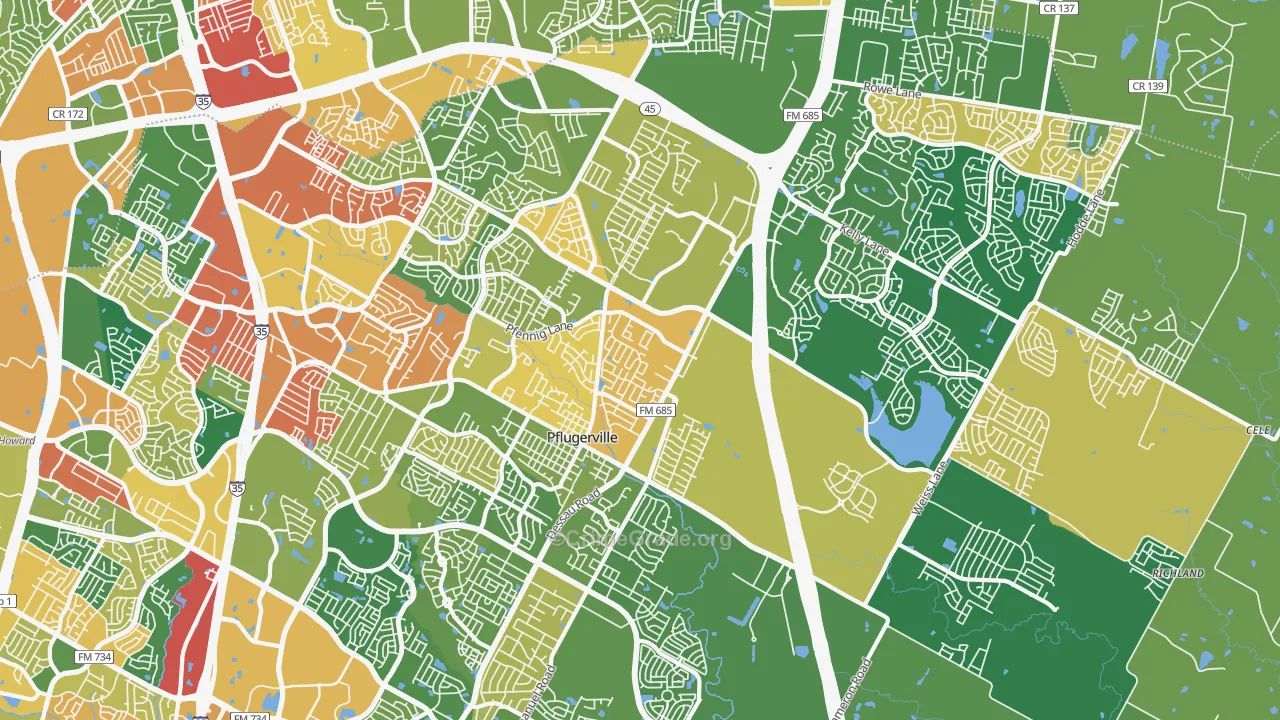 78660, TX Map of Theft Rates