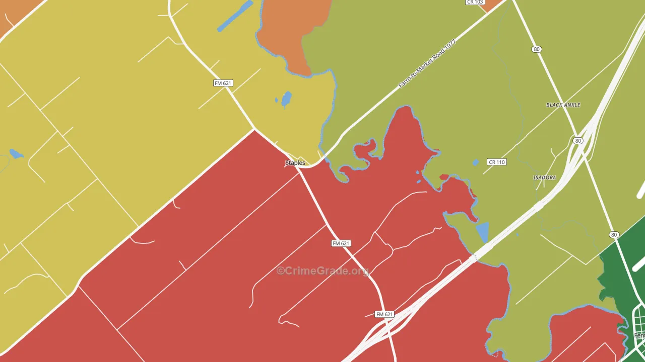 78670, TX Map of Theft Rates