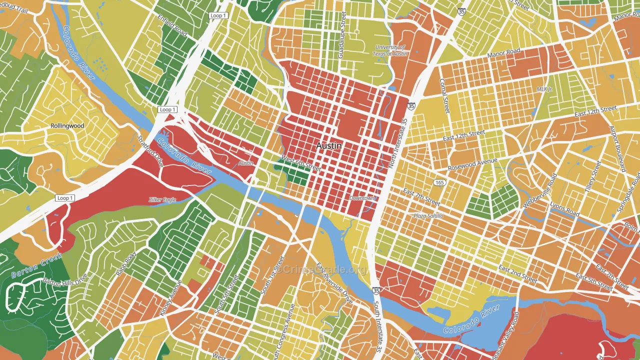 78701, TX Map of Theft Rates