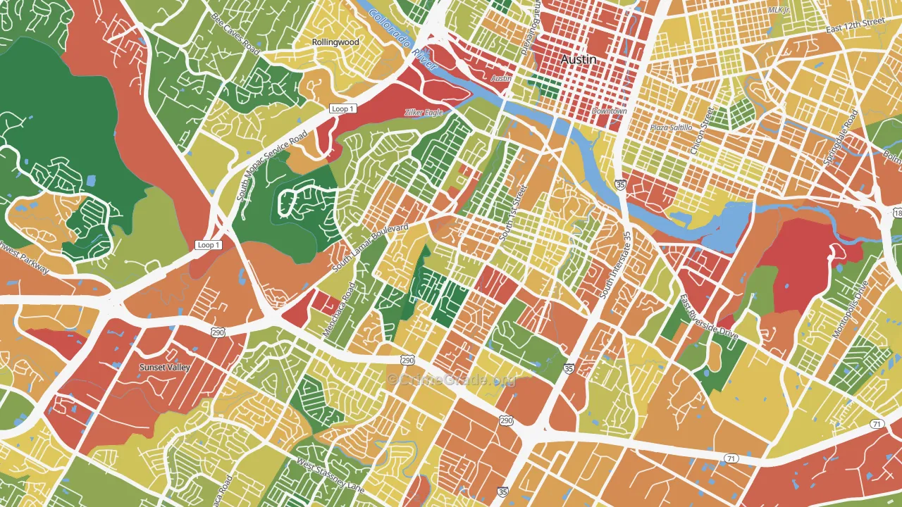 78704, TX Map of Theft Rates