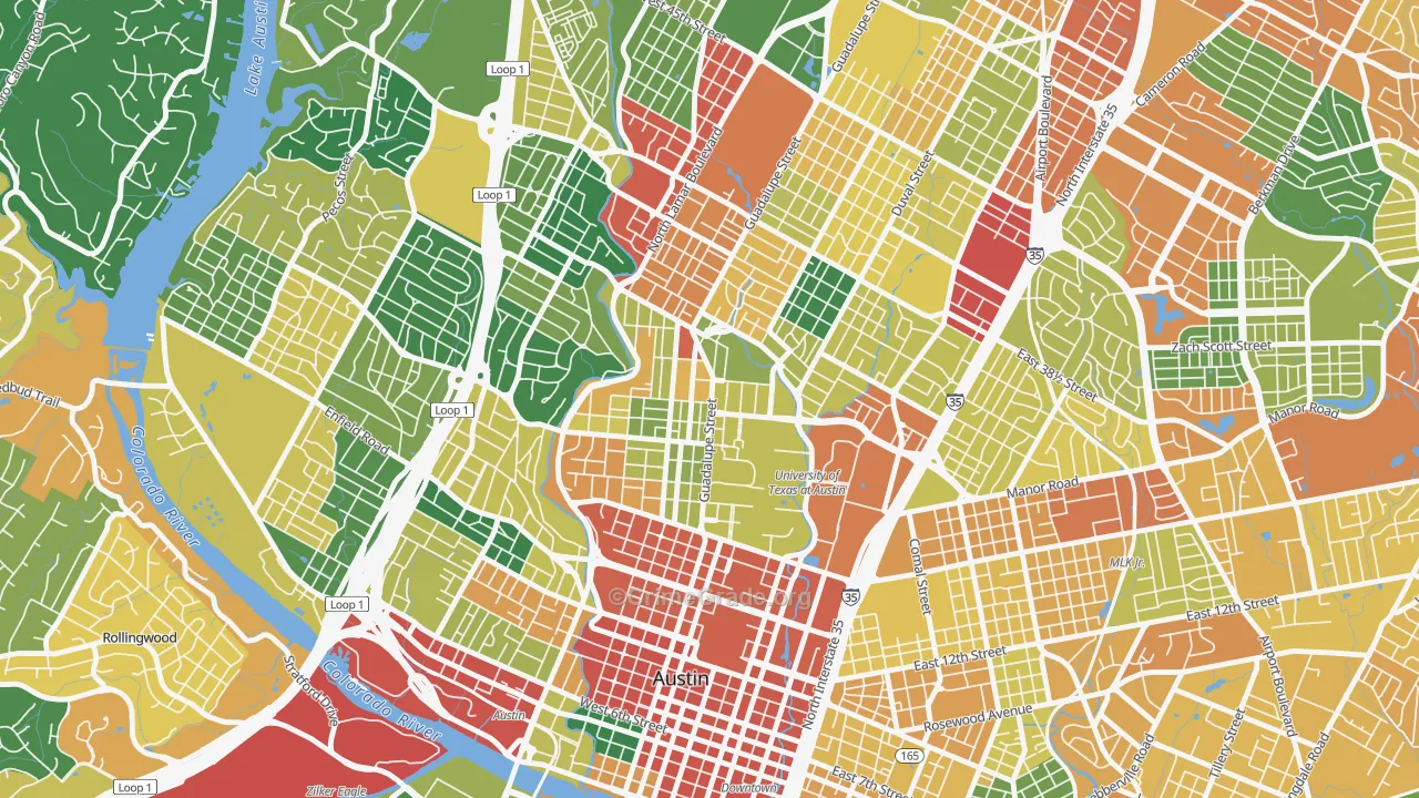 78705, TX Map of Theft Rates