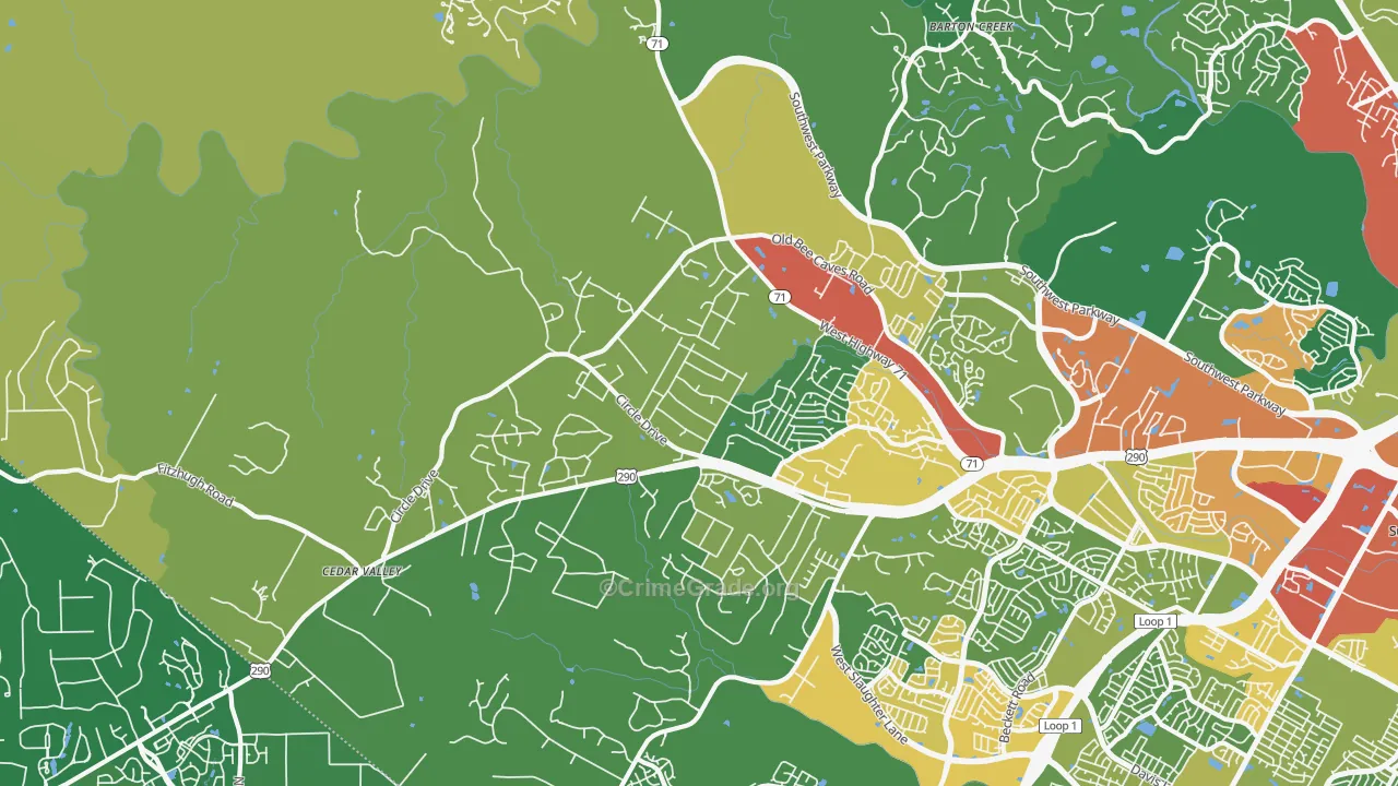 78736, TX Map of Theft Rates