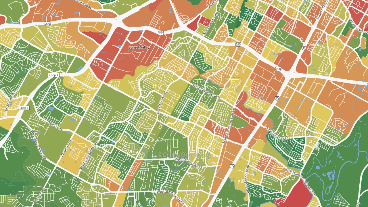 78745, TX Map of Theft Rates