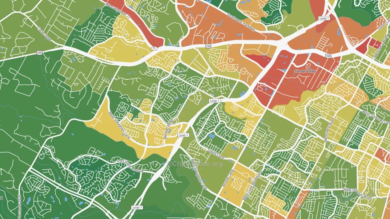 78749, TX Map of Theft Rates