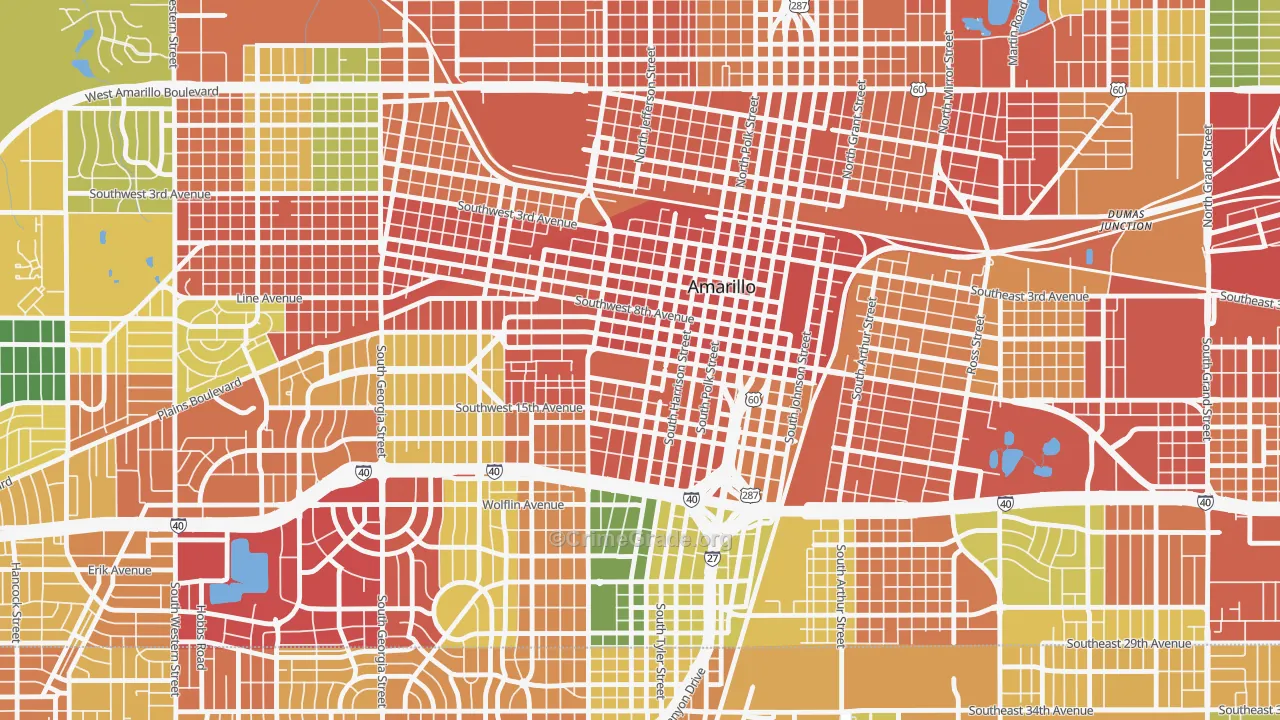 79101, TX Map of Theft Rates