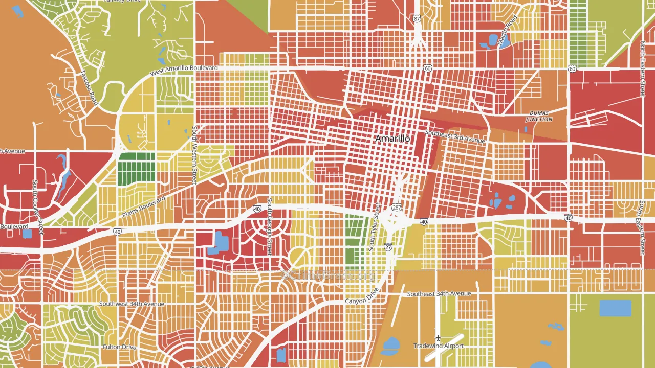 79102, TX Map of Theft Rates