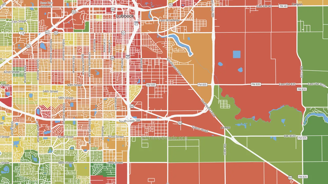 79404, TX Map of Theft Rates