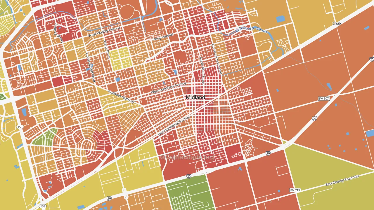 79701, TX Map of Theft Rates