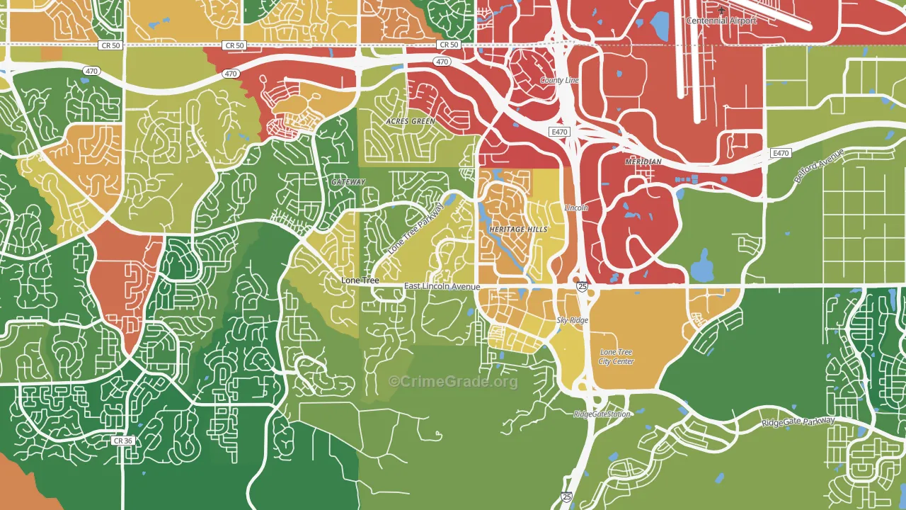 80124, CO Map of Theft Rates