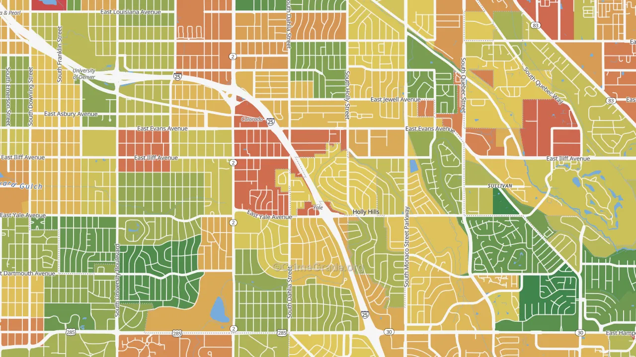 80222, CO Map of Theft Rates