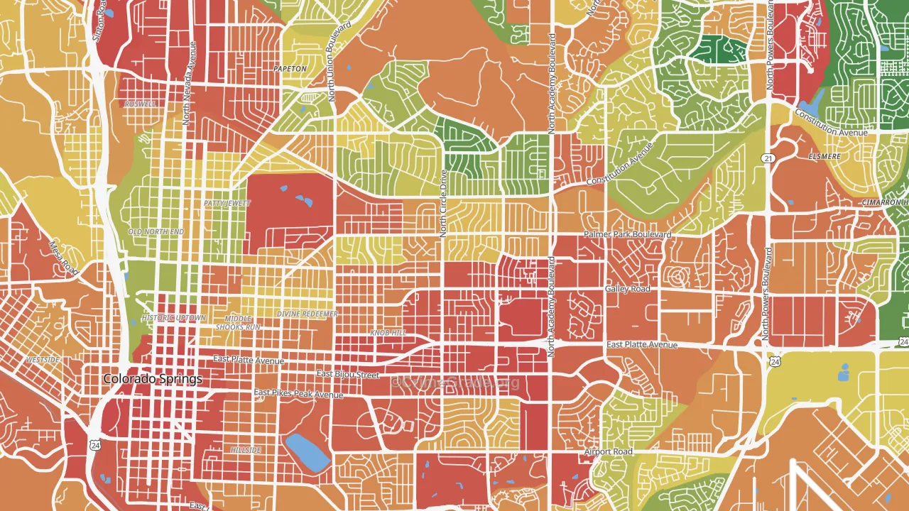 80909, CO Map of Theft Rates