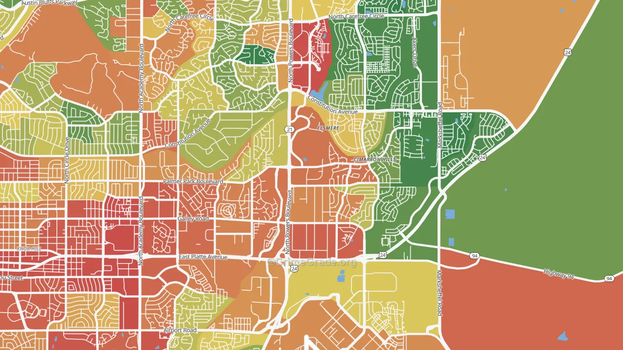 80915, CO Map of Theft Rates