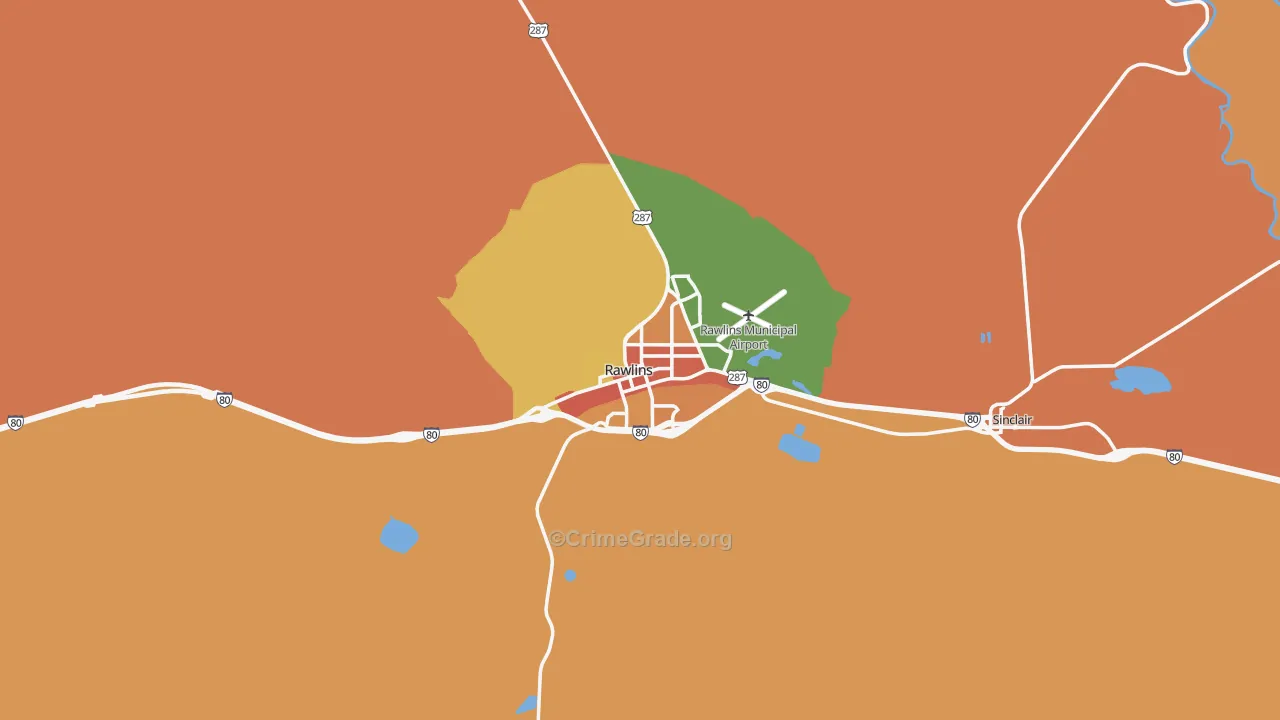 82301, WY Map of Theft Rates