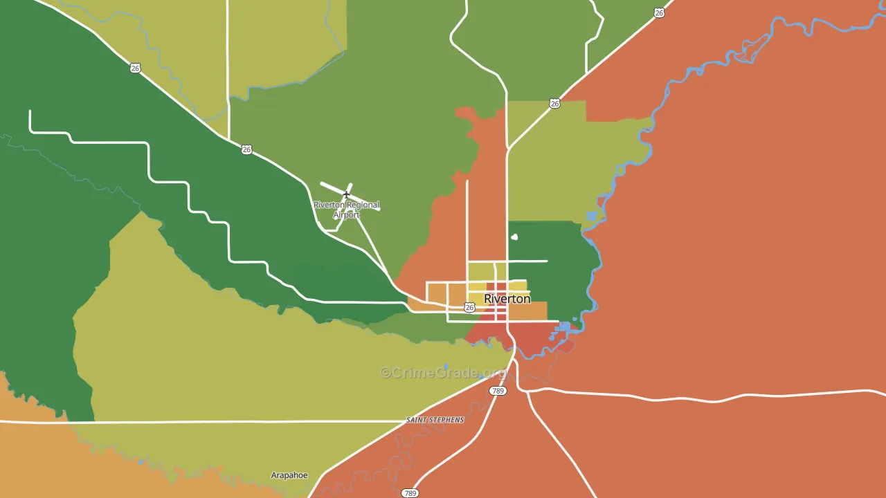 82501, WY Map of Theft Rates