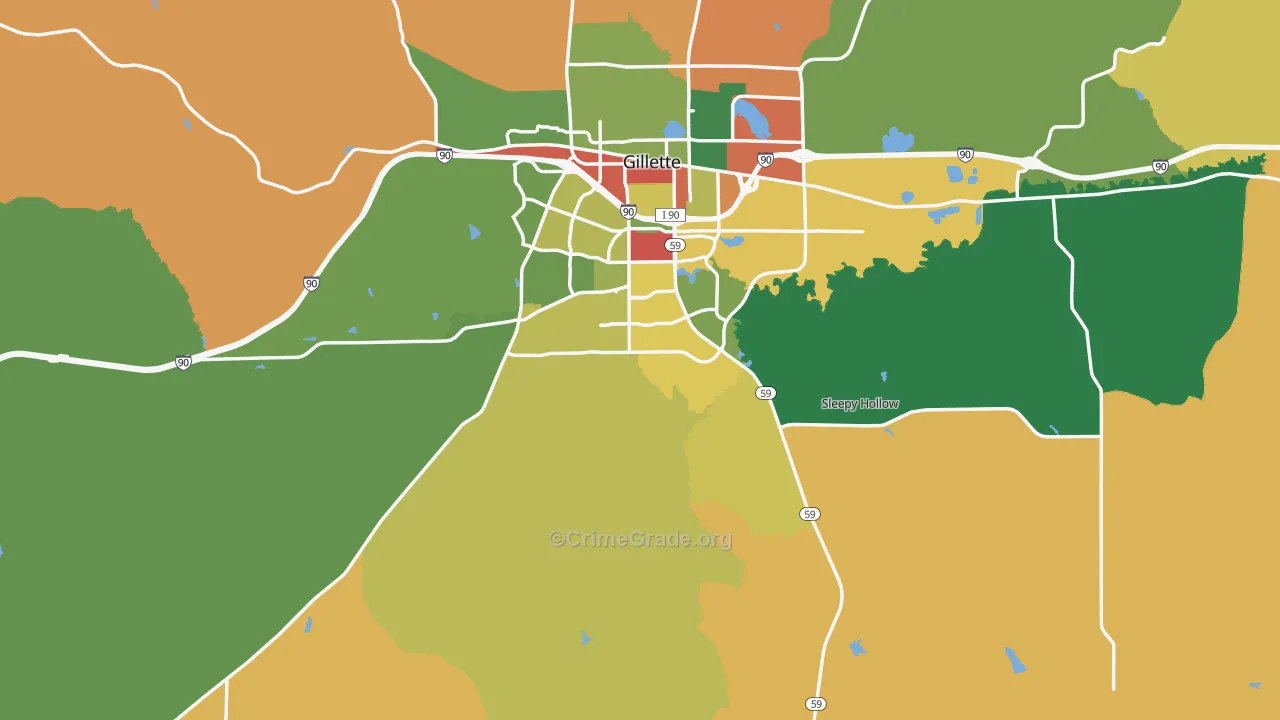 82718, WY Map of Theft Rates