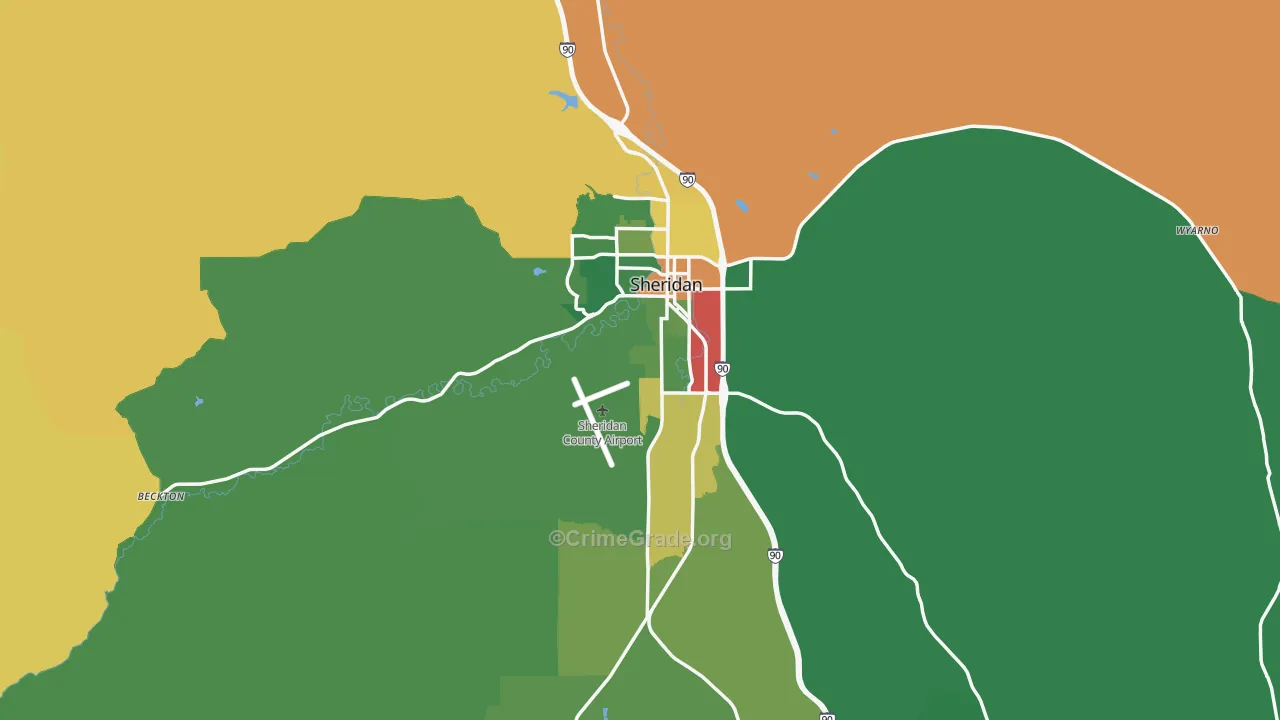 82801, WY Map of Theft Rates