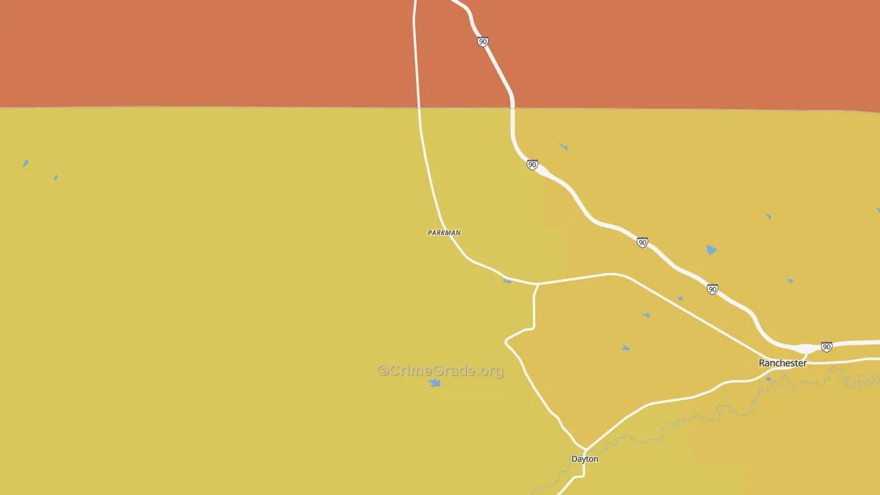 82838, WY Map of Theft Rates