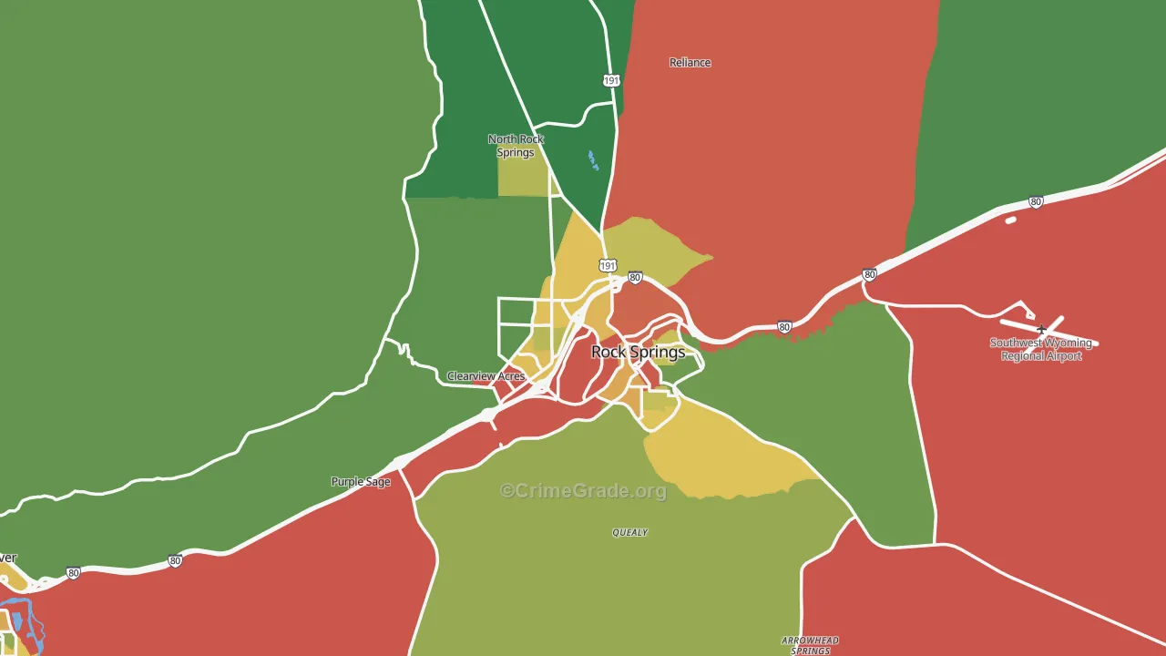 82901, WY Map of Theft Rates
