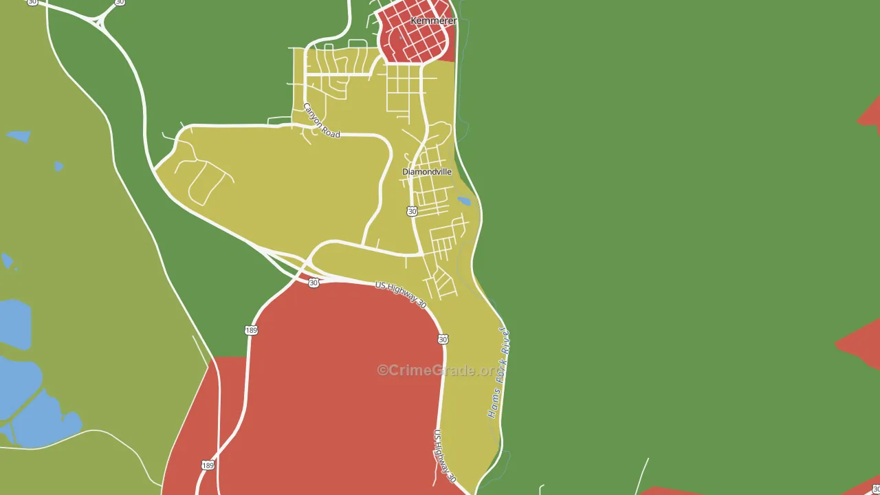 83116, WY Map of Theft Rates