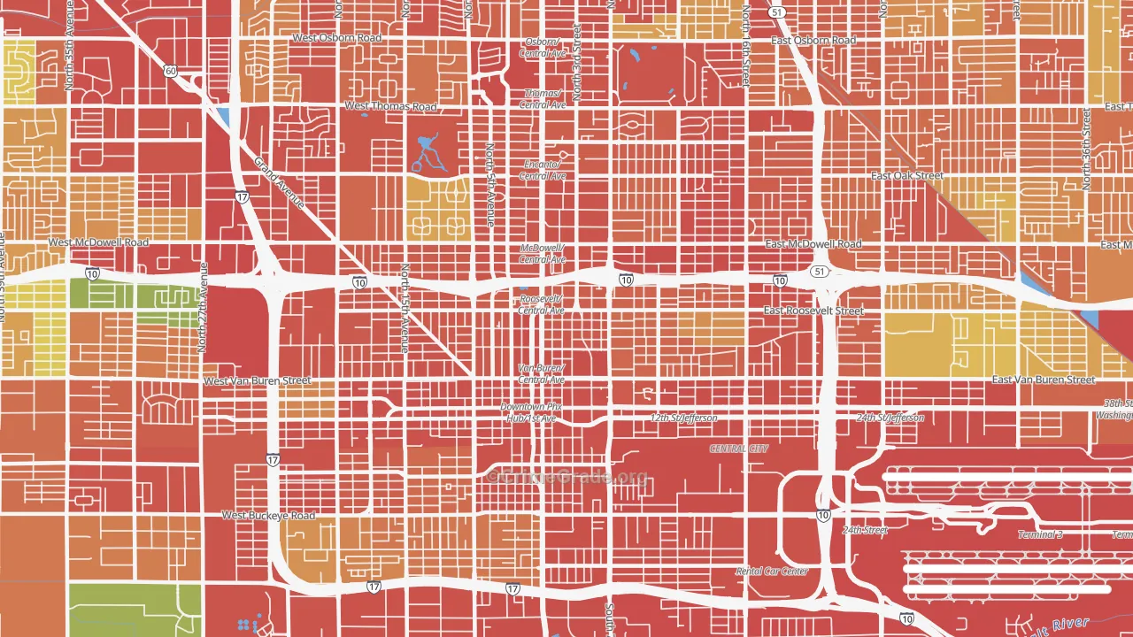 85004, AZ Map of Theft Rates