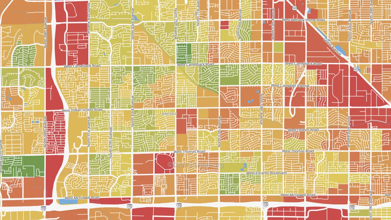 85033, AZ Map of Theft Rates