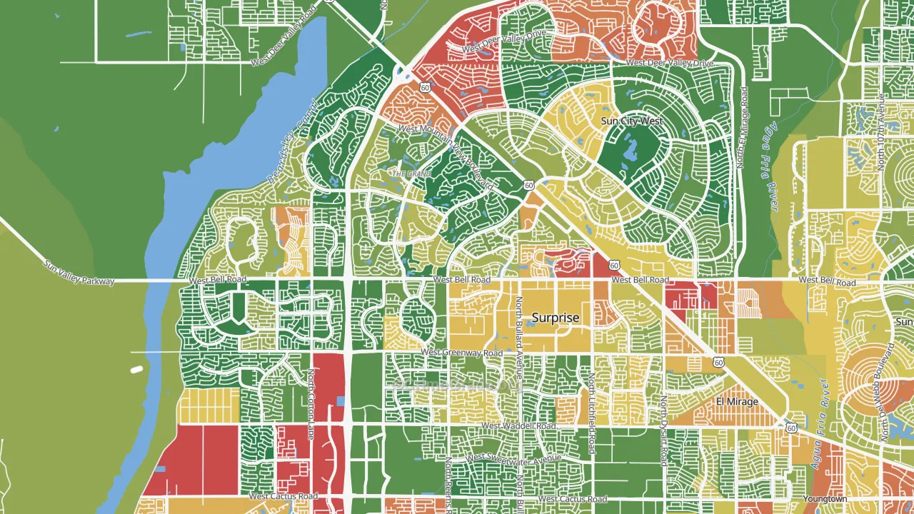 85374, AZ Map of Theft Rates