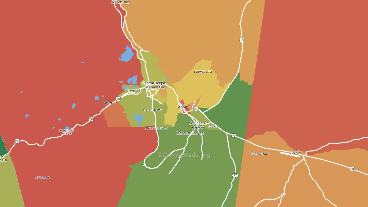85501, AZ Map of Theft Rates