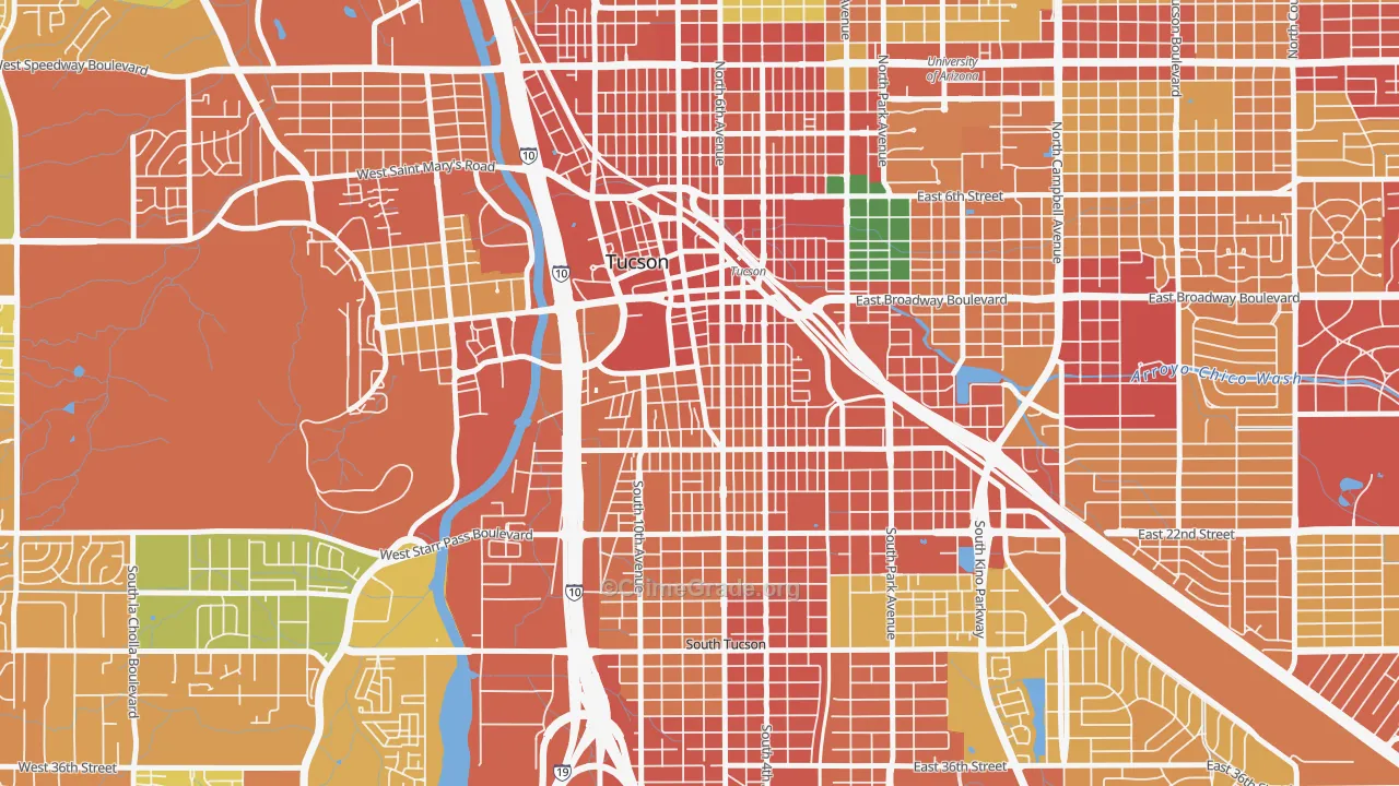 85701, AZ Map of Theft Rates