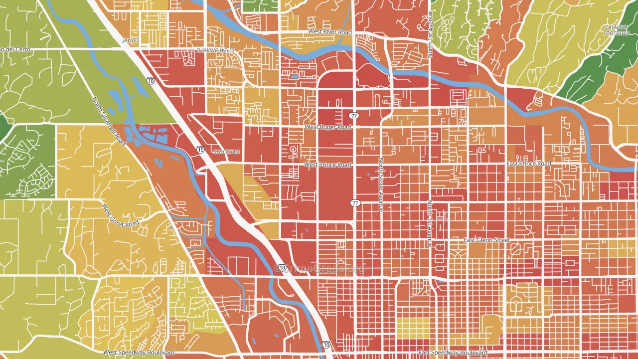85705, AZ Map of Theft Rates