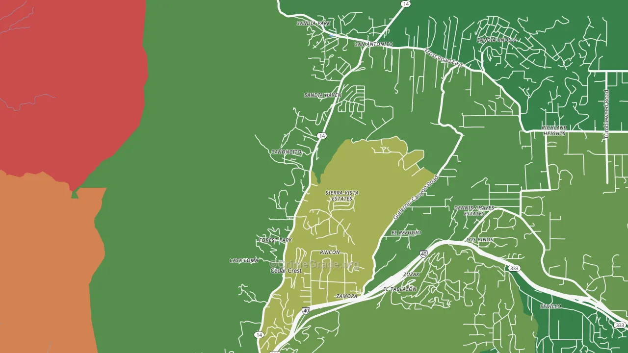 87008, NM Map of Theft Rates